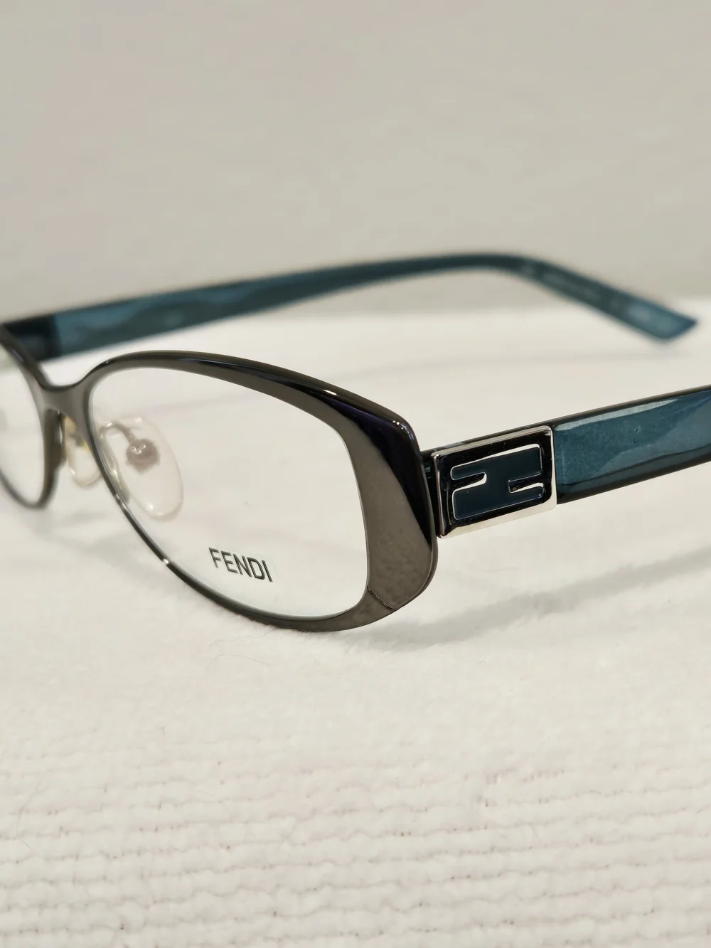 Fendi Authentic Gunmetal Oval Eyeglasses With Case